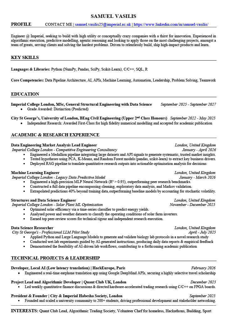 Samuel Vasilis CV